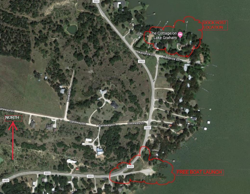The Cottage on Lake Graham, in North Texas Park the Boat Inc